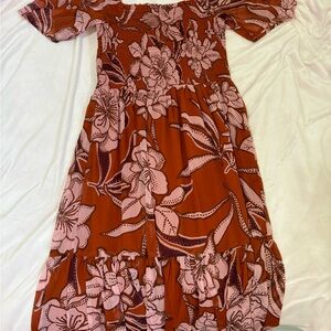 Floral Dress in Pink and Brown